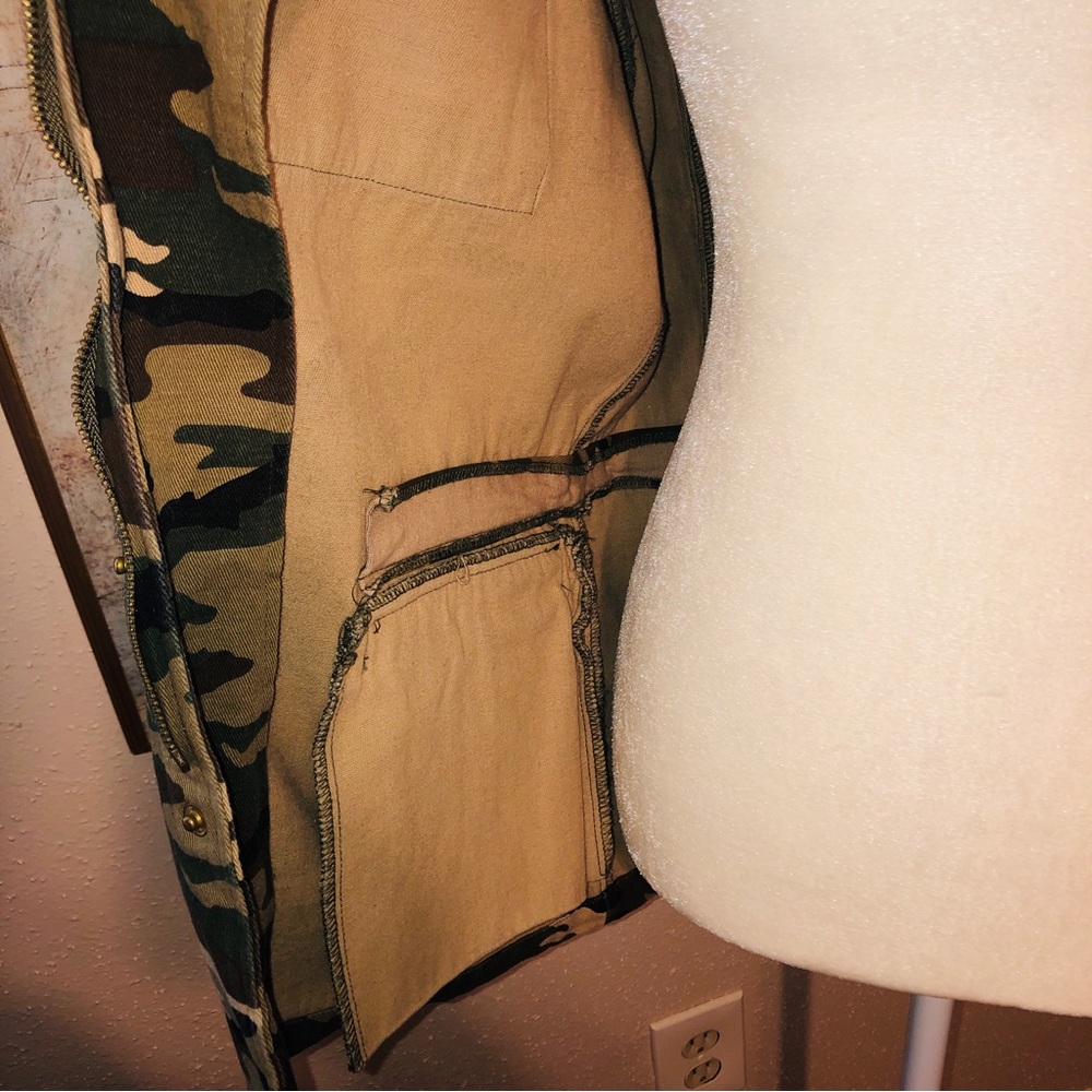Sz M Asmax Haoduoyi Brown & Green Boho Camo Jacket - Picture 7 of 16